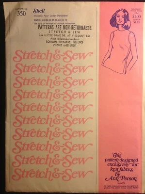 Pattern Stretch & Sew 350 Shell, top, sleeveless retro knit fabrics, collar var. - Image 1 of 2