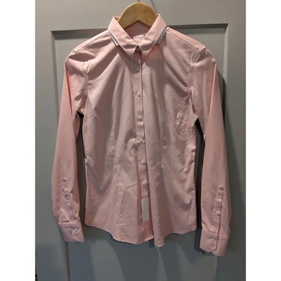 NUEVO CON ETIQUETAS Camisa de Vestir Brooks Brothers Ajustada No Plancha Elástica Algodón Rosa Para Mujer Talla 0 Foto 1 de 4