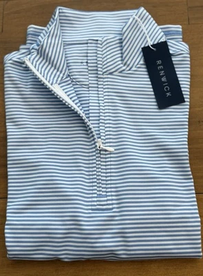 NUEVO NUEVO CON ETIQUETAS MUJER Renwick GOLF AZUL BLANCO 1/4 CREMALLERA JERSEY MANGA LARGA CAMISA XS Foto 1 de 3