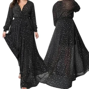 Unique Vintage Celestial Silver Star Maxi with Small Train Size 2X NWT - Picture 1 of 6