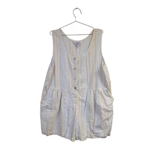 Vintage Truly Yours Romper Pastel Stripes 100% Cotton Cute Rainbow Size 22W - Picture 1 of 8
