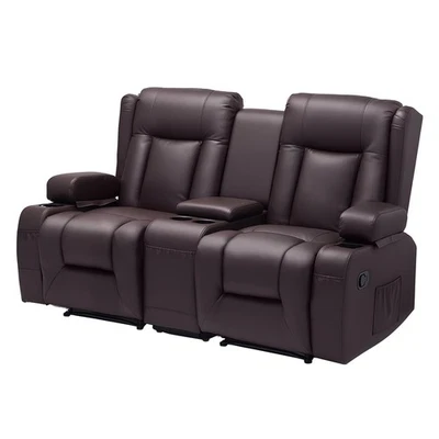 Sofá reclinable VEVOR Loveseat cuero PU sofá reclinable manual control central Foto 1 de 4