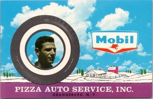 Vintage 50er Jahre ORANGEBURG, New York Postkarte PIZZA AUTO SERVICE Mobil Tankstelle - Bild 1 von 2