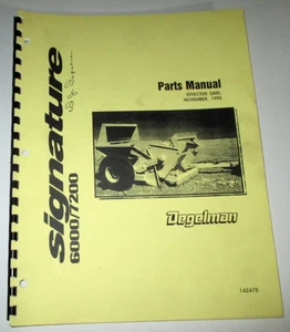 Degelman Signature 6000 7200 Rock Picker Parts Catalog Manual Book 142475 11-95 - Picture 1 of 4