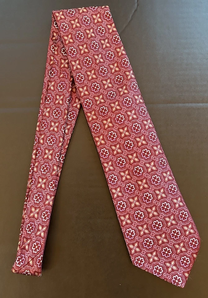 Corbata de seda para hombre HART SCHAFFNER MARX diseñador EE. UU. patrón floral rojo Foto 1 de 4