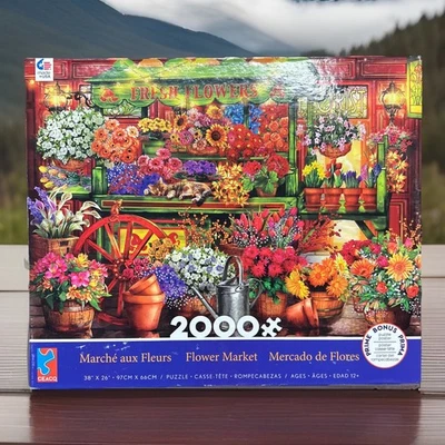 2018 Ceaco Flower Market 2000-pieces PUZZLE 38” x 26” In Sealed Bag  New - Image 1 of 4