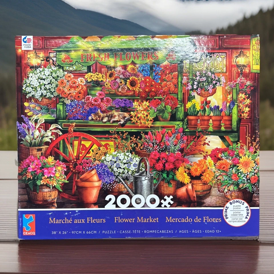 2018 Ceaco Flower Market 2000-PC PUZZLE 38” x 26” In Sealed Bag All There.new - Image 1 of 4