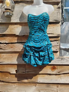 Vintage Charlotte Russe 7 Zebra Print Bodycon Mini Dress Y2K Party Clubwear - Picture 1 of 5