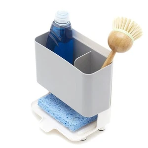 Home Basics Deluxe Kitchen Sink Organizer Sponge Holder, Grey - Picture 1 of 5