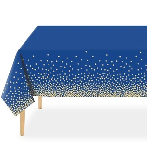 12 Pack Navy Blue and Gold Dot Tablecloth for Parties, Disposable Blue Table ... - Picture 1 of 7