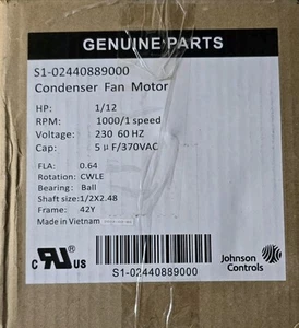 Johnson Controls S1-02440889000 Condenser Fan Motor - Picture 1 of 4