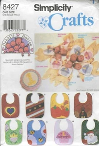 Simplicity Crafts 8427 ~ Baby Bibs With Appliques - Uncut - Picture 1 of 2