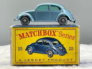 1950's Matchbox Lesney#25 Volkswagen,SILVER WHEELS 1200,Mint,Boxed all orig,.