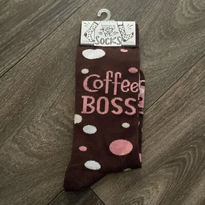 Primitives by Kathy Coffee Boss Brown Pink Socks - Picture 1 of 6