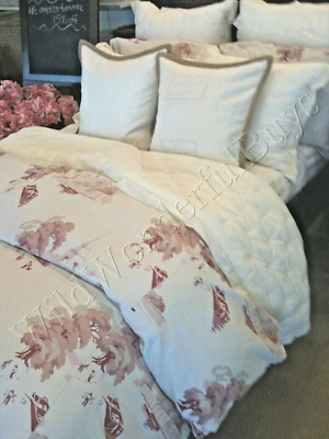 Pottery Barn Bateau Asian Toile Duvet Cover Pink Queen 2 Std Shams Blush Rare🦩 - Image 1 of 4