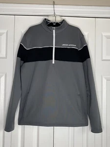 Under Armour Sweatshirt 1/4 Zip Men's Loose Gray Black Pullover Pockets Sz Med - Picture 1 of 5