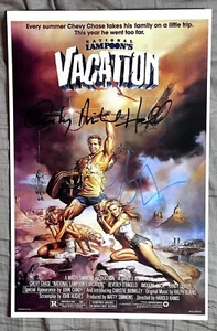 Chevy Chase And Anthony Michael Hall SIGNED 11x17 PHOTO AUTOGRAPH Vacation COA - Picture 1 of 5