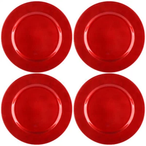 4x Platzteller in glänzendem rot - Unterteller als Tischdekoration - Dekoteller - Bild 1 von 7