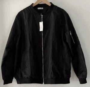 Black Bomber Jacket Women's Plus Size 18W Lightweight Windbreaker IN'VOLAND - Picture 1 of 6