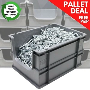 NEW 100 x 20 Litre Open Front Grey Plastic Euro Storage Container Boxes Box Bins - Picture 1 of 5