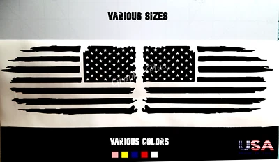 Tattered American Flag Distressed Vinyl Decal Sticker | Ripped Torn USA SET of 2 - Image 1 of 4