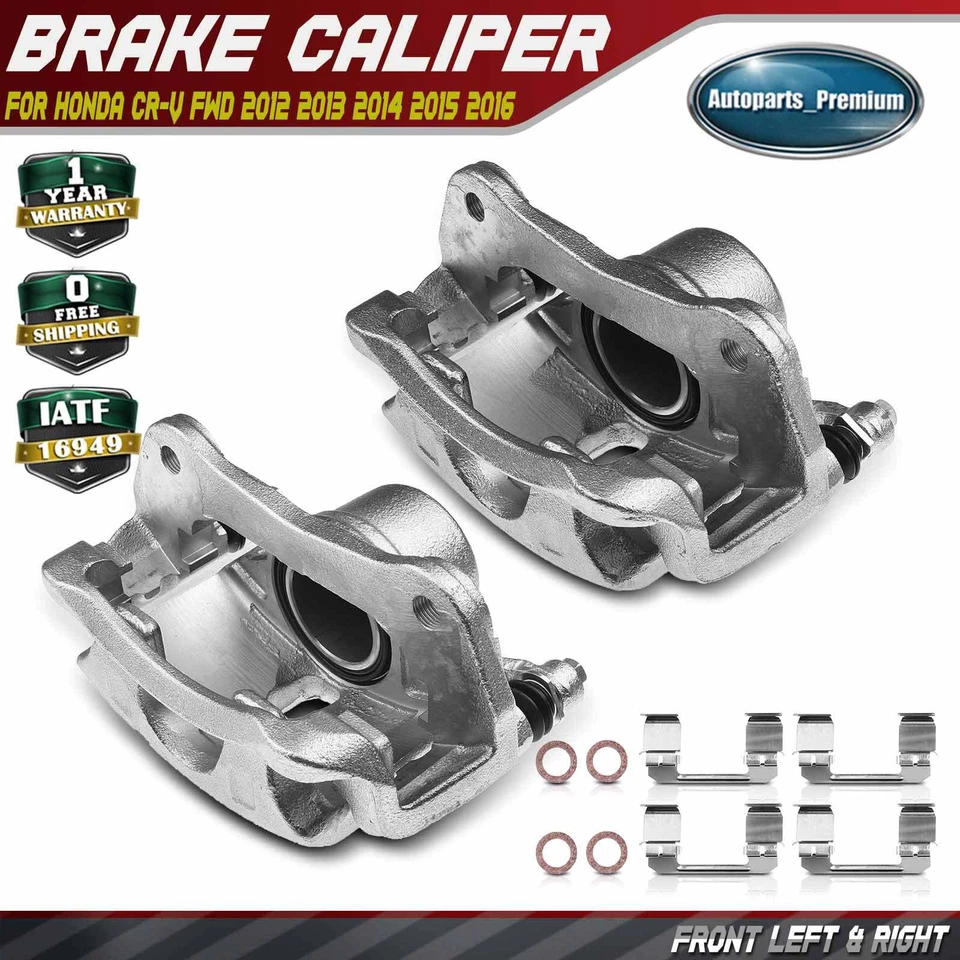 Pair Front Brake Calipers w/ Bracket for Honda CR-V 2012 2013 2014 2015 2016 FWD - Изображение 1 из 4