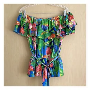 RALPH LAUREN Floral Jersey Off-the-Shoulder Top Size S $125.00 - Picture 1 of 8