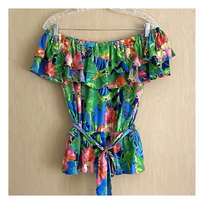 Camiseta deportiva floral Ralph Lauren con hombros descubiertos talla S $125,00 Foto 1 de 4