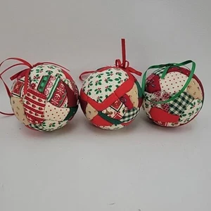 Gesteppte Ball Ornamente 3er Set - Bild 1 von 12