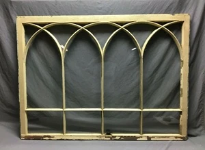 Antique Triple Arch Gothic Window Sash Shabby Vintage Chic Pale Yellow 1150-21B - Picture 1 of 12