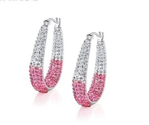 Elegant 925 Silver Hoop Earrings Women Cubic Zirconia Wedding Jewelry 3 Color