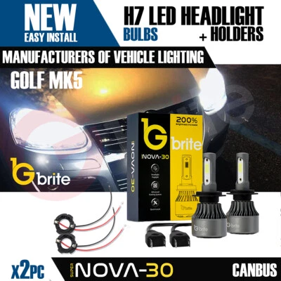 2x VW GOLF MK5 HOLDERS + H7 SN30 LED BULBS CANBUS ERROR FREE UK SELLER - Image 1 of 4