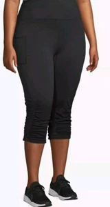 Under Control Black Control-Top Workout Capri Pants With Ruching 1x Nwt (63) - Picture 1 of 7