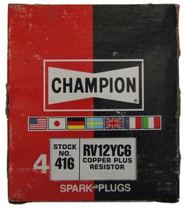 Champion Copper Plus Resistor Spark Plugs Box Of 4 New Old Stock RV12YC6-416 - Picture 1 of 5