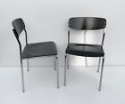 Vintage Set Of Two Danish Kitchen/Dining Chairs, Black, Chrome 1970S