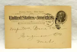 UX12 THOMAS JEFFERSON CARTOLINA POSTALE UN CENTESIMO TIMBRATA 1895 - Foto 1 di 2