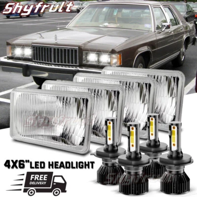 4PC Black 4X6" LED Headlights For Mercury Grand Marquis &-Town Car & Continental - Image 1 of 4