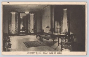 Postcard PA York Girls' Club Assembly Room Suffragette 1916 Extremely Scarce - Picture 1 of 2