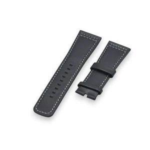 28 mm schwarz Leder weiß genäht Armband für SevenFriday M-P-PS-T-Q-S-V Serie - Bild 1 von 6