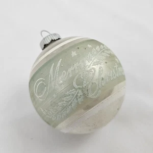 Vintage Shiney Brite Glass Ornament Silver Merry Christmas Mid-Century Modern - Picture 1 of 10