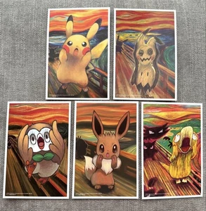 Pokemon Munch Mimikyu Pikachu Eevee Psyduck Rowlet Post Card Set Limited Edition - Picture 1 of 11