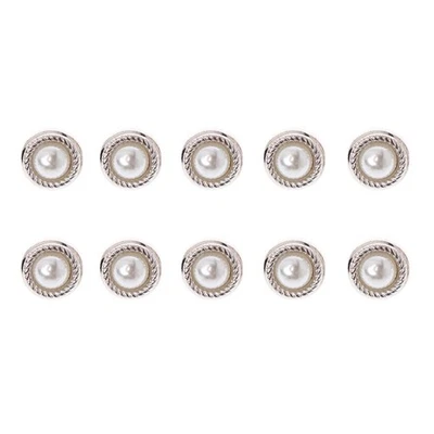 10Pcs DIY Faux Pearl Plastic Buttons Sewing Wedding Embellishment - Image 1 of 4