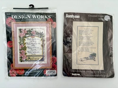 Nuevo en paquete, 2 kits de fotos de punto de cruz contados, 10 x 20" y 11 x 14" Foto 1 de 4