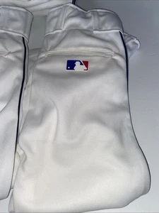 Majestic MLB Youth Small White/Royal Piped Baseball Pant Belt Loop New - Picture 1 of 10