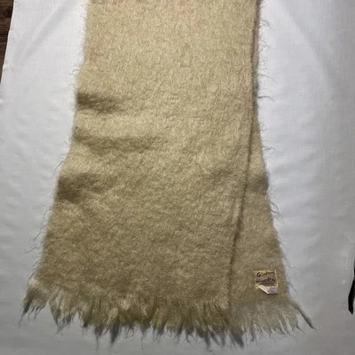 "Bufanda de colección Glentana todo mohair pila marfil lana mohair 68""/17"" hecha en Escocia" Foto 1 de 4
