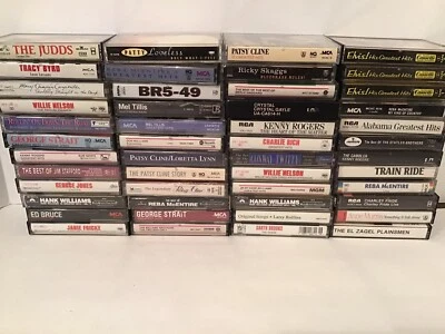 Lot Of 48 Country Cassettes Tapes Great Artists Strait Nelson McEntire Cline Hag - Image 1 of 3
