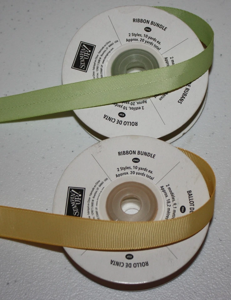 Stampin Up Retired RIBBON BUNDLE 16 yards Certainly Celery So Saffron RARE HTF - Image 1 of 1