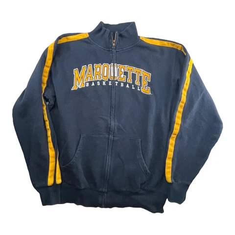 Marquette Basketball Men's Sweater Large Blue Jacket Full Zip Golden Eagles Cover