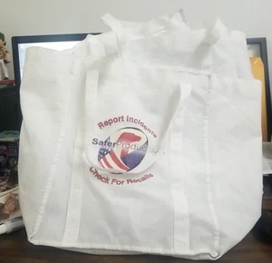 WHITE SHOPPING/STADIUM CARRY BAG WITH HANDLES, 12" x 14" x 8" (3-BAGS TOTAL) - Picture 1 of 3