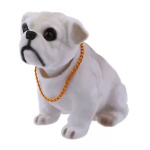 White Light Gray Shaking Nodding Bulldog Dog Decoration for Car U2Y21874 - Imagen 1 de 5